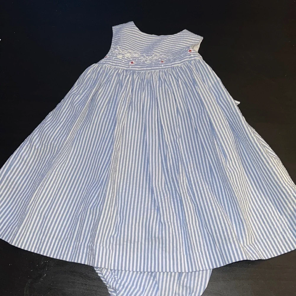 Edgehill Collection blue white stripe two piece dress set Sz 24‎ M